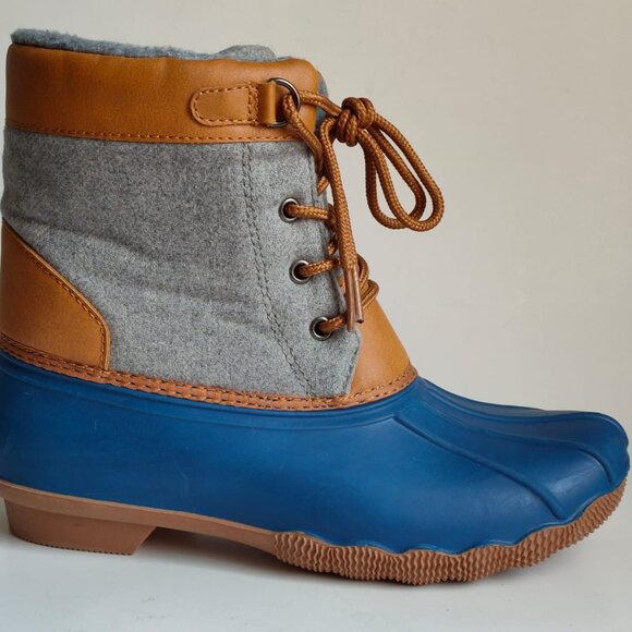 NORDSTROM DUCK BEAN BOOTS BLUE BROWN GREY SIZE 5 - Picture 3 of 5